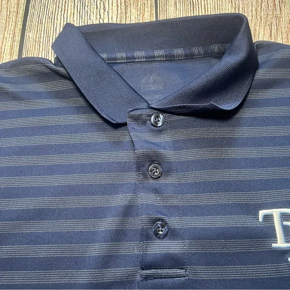 Tampa Bay Rays Majestic Mens Polo Golf Shirt Blue Striped Size XL MLB Sportswear - Picture 5 of 10